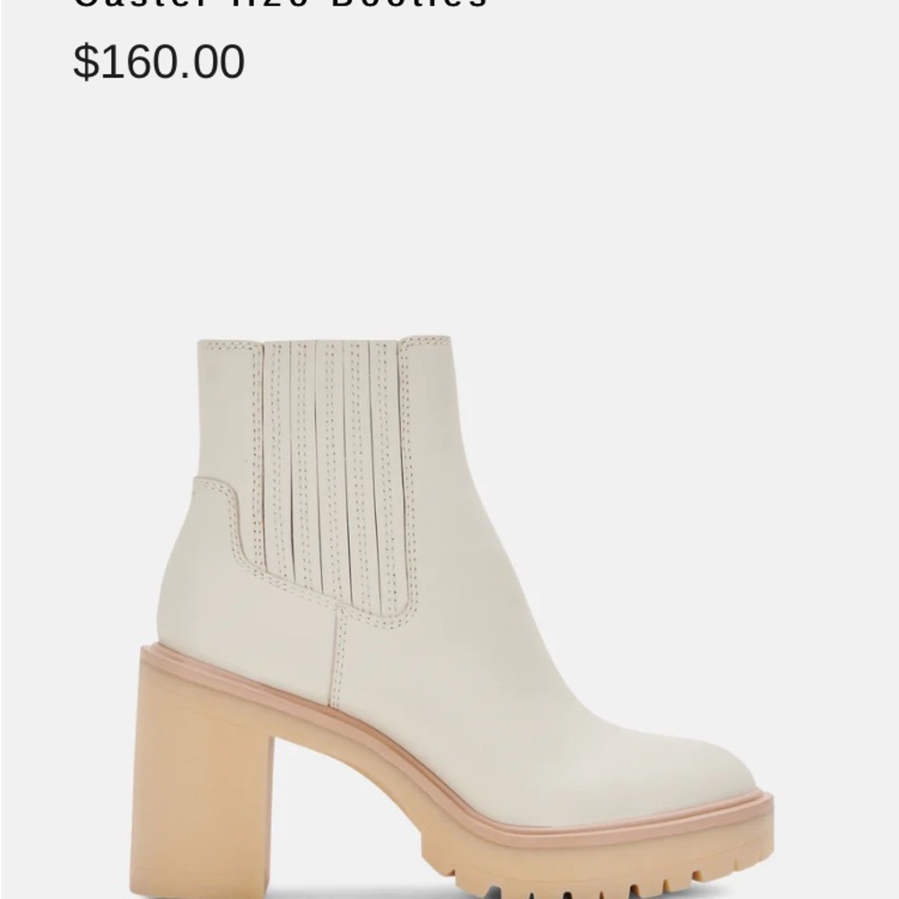 Dolce Vita Caster H20 Waterproof Ivory Leather Pull-On Bootie Size 8